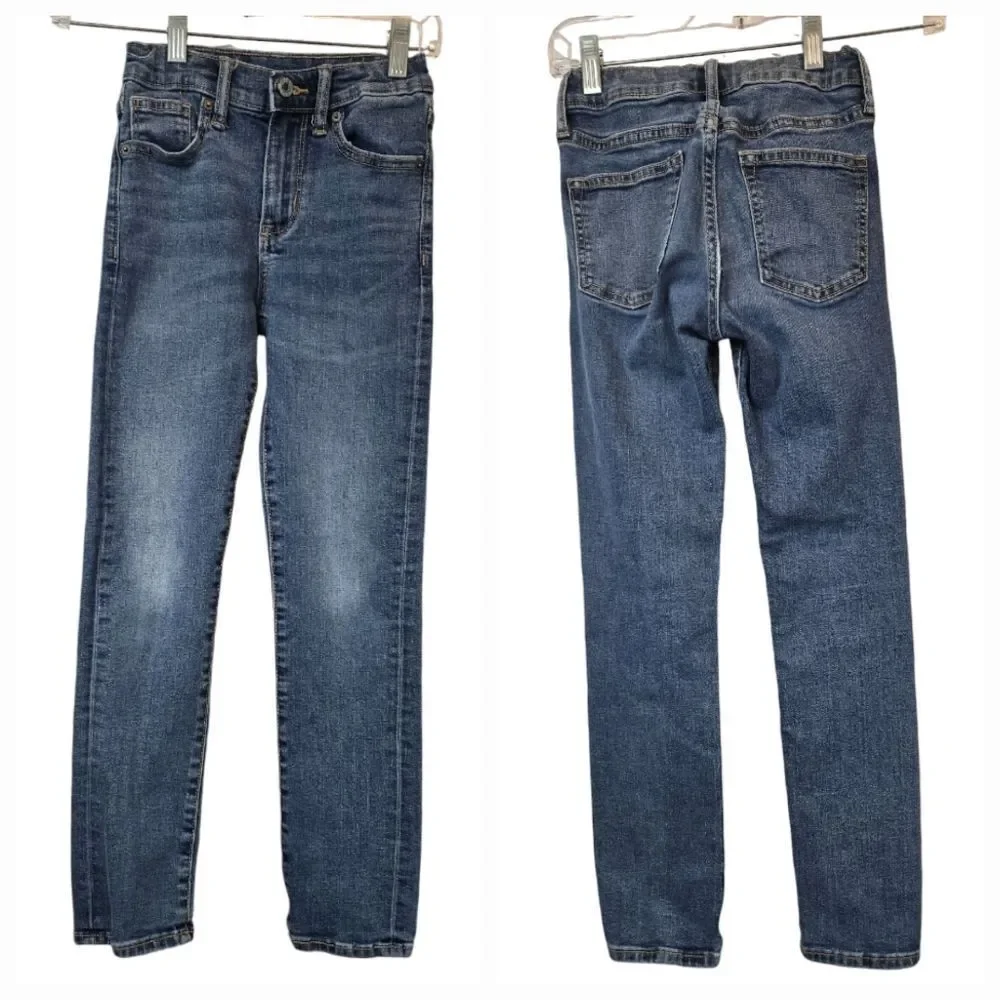 Old Navy Slim 360° Stretch Jeans Boys 10 Woodland Blue Denim Distressed Casual